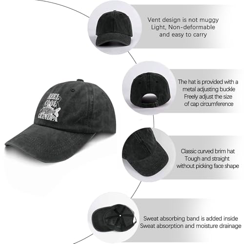 Mens Vintage Washed Fishing Hat Distressed Cotton Baseball Cap Outdoor Sun Protection Dad Hat