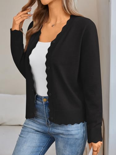 LILLUSORY Womens Cardigan Sweaters Long Sleeve Casual Lightweight Button Down V-Neck Fall Clothes 2025