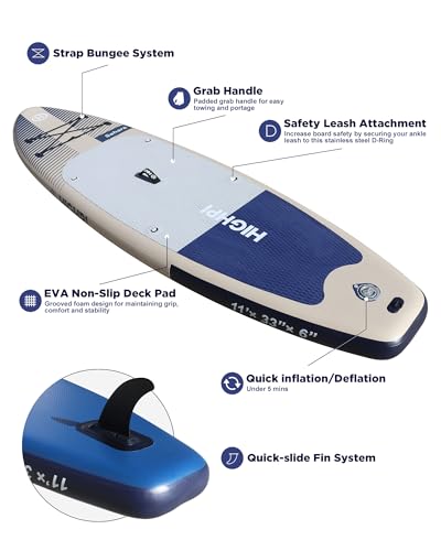 Highpi Inflatable Stand Up Paddle Board for Youth and Adults – Wide Sup with Premium Accessories, Blow Up Paddleboard for ...