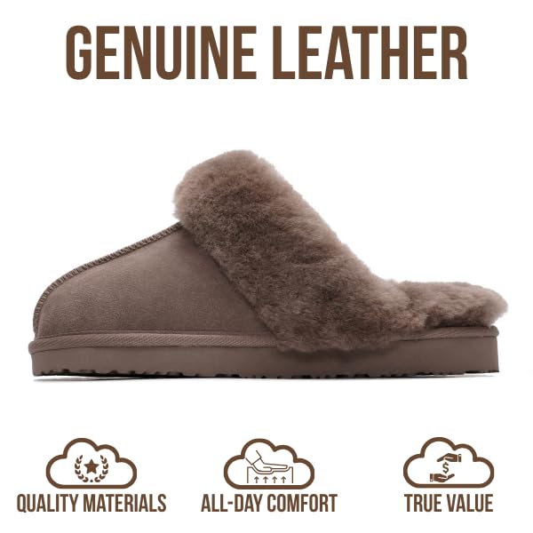 Project Cloud 100% Genuine Leather Slippers for Women Footwear with Genuine Fur Lining Womens Clogs & Mule - Non-Slip Indo...