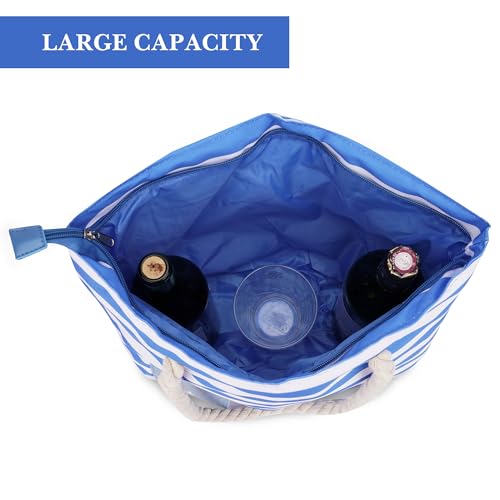 LUWOO Wine Tote Bag with Hidden Drink Dispenser Spout, Beach Wine Cooler Bag, Leakproof Insulated Wine Purse Carrier with ...