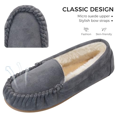 Vonair Womens Moccasin Slippers Cozy Memory Foam Slippers Indoor & Outdoor Fuzzy Slip On Warm House Shoes for Women