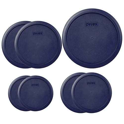 Pyrex (2) 7202-PC, (2) 7200-PC, (2) 7201-PC, and (1) 7402-PC Dark Blue Plastic Lids