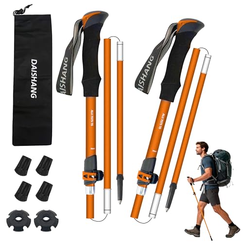 TGpao 2-Pack 7075 Aluminum Ultra-Light Folding Trekking Poles - Professional Hiking Walking Sticks, Adjustable, Portable f...