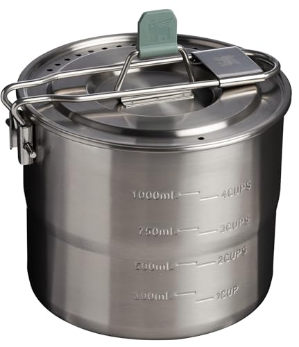 Stanley Wildfare Go Two Bowl Mess Kit | 8pc Portable Pot & Cookware Set | 1.25qt Stainless Steel Pot w/Locking Handle, Li...