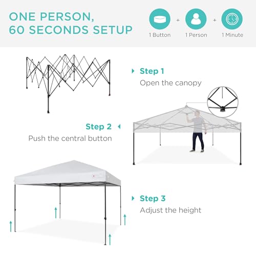 Best Choice Products 12x12ft 1-Person Setup Pop Up Canopy Tent Instant Portable Shelter w/ 1-Button Push, Case, 4 Weight B...