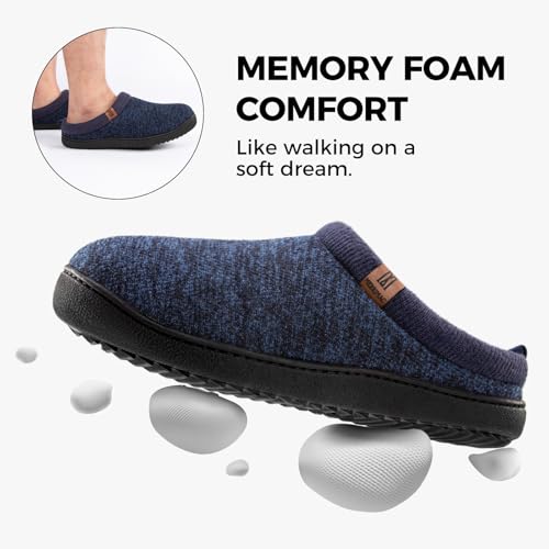 MERRIMAC Men's Slip on Slippers Comfy Memory Foam Non Slip Indoor House Shoes