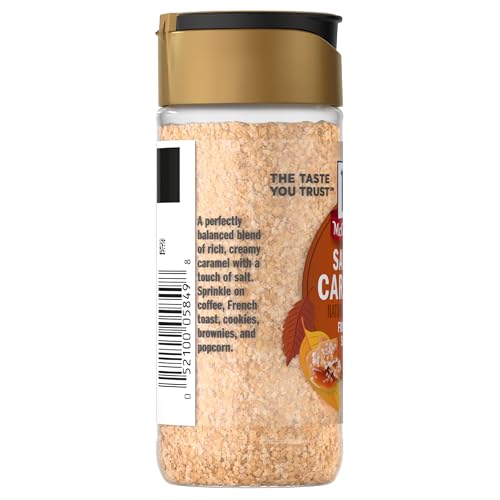 McCormick Finishing Sugar, Salted Caramel, Limited Edition, Creamy Caramel Flavor with a Touch of Salt, For Coffee, Ice Cream, Brownies, Popcorn, Hot Cocoa, and More, 3.81 oz
