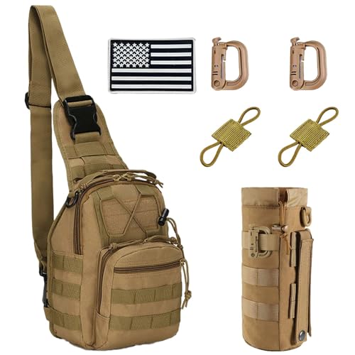LUYEJKO Tactical Sling Bag for Men，Tactical Shoulder Bag，Small Tactical Bag for Men (Khaki)
