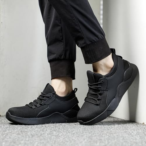 ulogu Waterproof Non Slip Shoes for Men Women Work Sneakers Food Service Water Resistant Slip on Walking Shoes Black