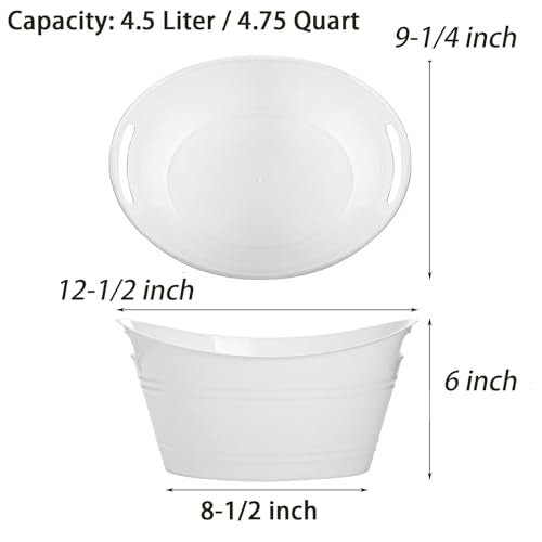 TOPZEA 4 Pack Oval Storage Tub, 4.5 Liter Plastic Wine Bucket Ice Bucket Beverage Tub Party Tub for Ice, Beer, Wine, Drink...