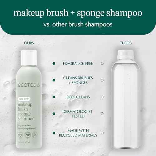 EcoTools Makeup Brush Cleanser + Silicone Cleansing Pad Bundle, Deep Cleaning Shampoo for Makeup Sponges & Brushes, Brush Cleaner Pad, Vegan & Cruelty-Free, Gentle Formula