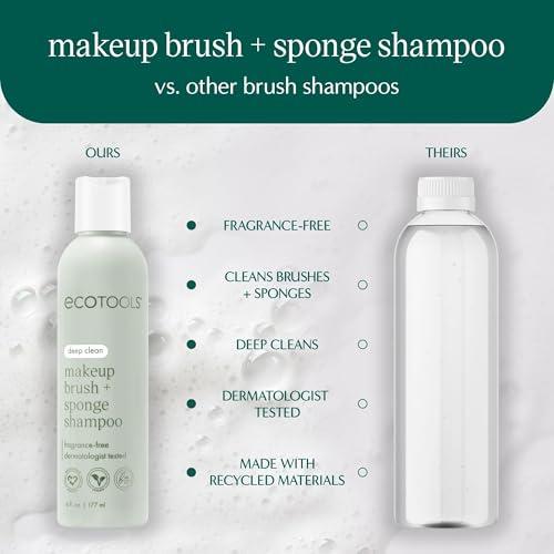 EcoTools Makeup Brush Cleanser + Silicone Cleansing Pad Bundle, Deep Cleaning Shampoo for Makeup Sponges & Brushes, Brush ...