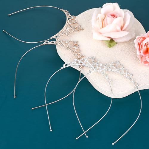 4 Pack Crown Headband for Women Princess Tiara Glittering Rhinestone Peach Crown Crystal Tiaras Heart Adjustable Cute Hair...
