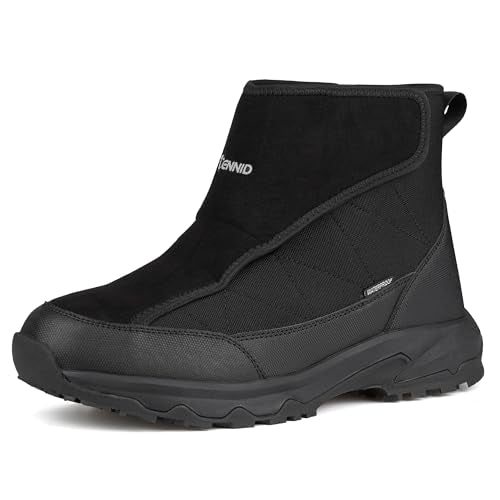 CENNID Men's Winter Waterproof Snow Boots Warm Slip On Mid-Calf Booties Non-Slip Work Boots Lightweight Outdoor Athletic D...