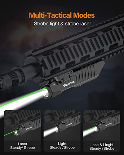TOUGHSOUL Tactical Flashlight Green Laser Sight Combo, 1450 Lumen Picatinny Rail MLOK Mounted Rechargeable Rifle Flashligh...