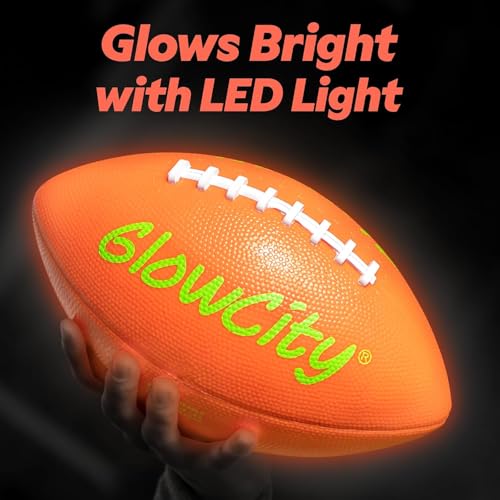 GlowCity Glow in The Dark Football - Size 3/6 Light Up Ball Gifts for Kids, Teens & Adults - Bright Football for Night Out...