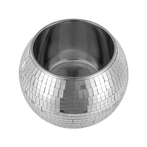 GUEYYSAN Disco Ball Ice Bucket, 0.4 Gal Beverage Insulated Bucket Stainless Steel Drinks Cooler with Lid Decoration Disco ...