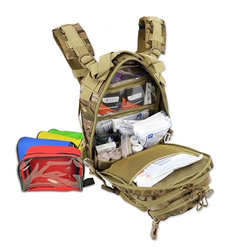 Lightning X Stocked EMS/EMT Trauma & Bleeding First Aid Responder Medical Backpack + Kit + Pouches - Camo