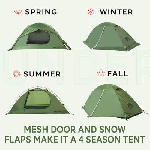 1/2 Person Backpacking Tent for 4-Season - Winter Waterproof Tent for One Person, Lightweight Camping Gear for Backpackin...