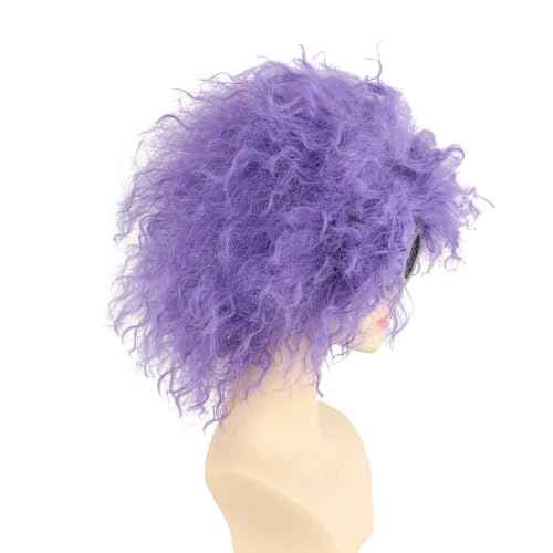 QACCF Purple Culry Fluffy Men Women Lavender Goggle Halloween Costume Cosplay Wig (Two Eyes Set)