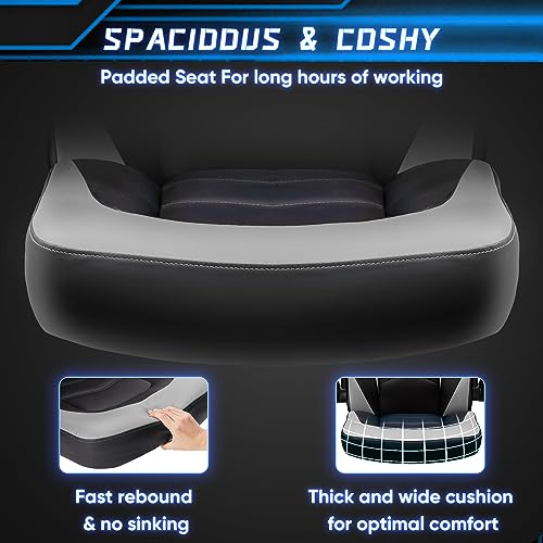 NEWBULIG Computer Gaming Desk Chair - Big Tall Ergonomic Lumbar Support with Flip-up Armrest and 360° Swivel Wheels, PU Le...