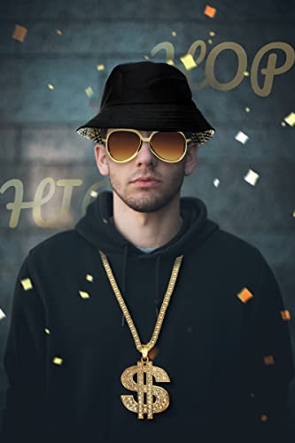 Fraiieon 90s Hip Hop 80s Costumes for Men/Boys/Kids Rapper Themed Party Outfits Accessories