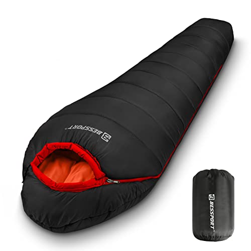 Bessport Mummy Sleeping Bag | 15-45 ℉ Extreme 3-4 Season Sleeping Bag for Adults Cold Weather– Warm and Washable, for Hiki...