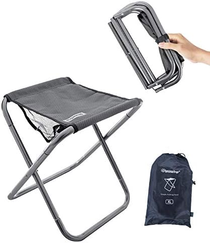 16in Tall Camping Stool, Folding Stool with Carry Bag, Aluminum Alloy Bracket, 1.5lbs Lightweight, Load Capacity to 200lb...