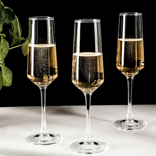 Champagne Glasses, Set of 12 Champagne Flutes with Unique Shape, Long stem Sparkling Wine glasses for Party, Restaurant, B...