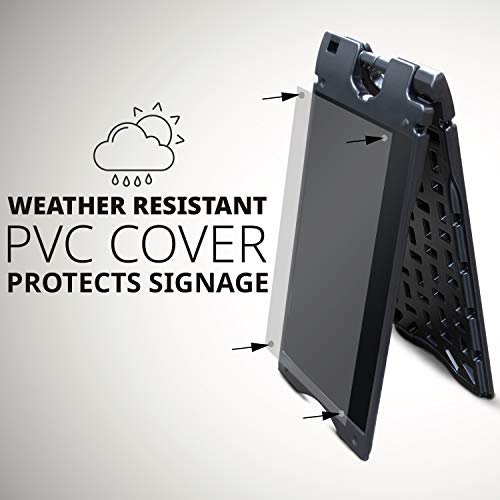 Jumbl A-Frame Signboard 15.7” x 26” Display Surface – Small Outdoor Sandwich Board w/Weather Resistant PVC Sign Protector...