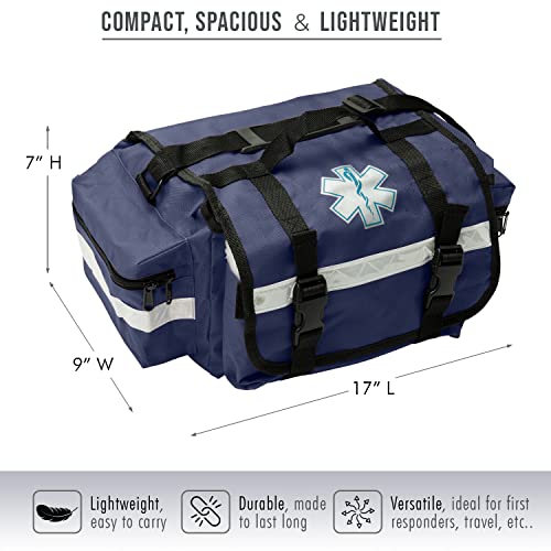 NOVAMEDIC Professional Empty Blue First Responder Bag, 17" x 9" x 7", EMT Trauma First Aid Carrier for Paramedics and Emer...