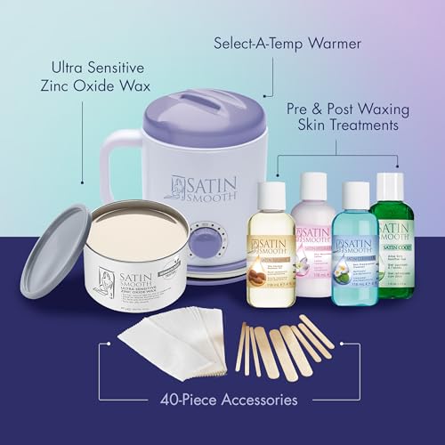 Satin Smooth Select-A-Temp¢â Starter Kit - Adjustable Temperature Wax Warmer with Hair Removal Wax and Accessories, Professional Waxing Kit for Face and Body