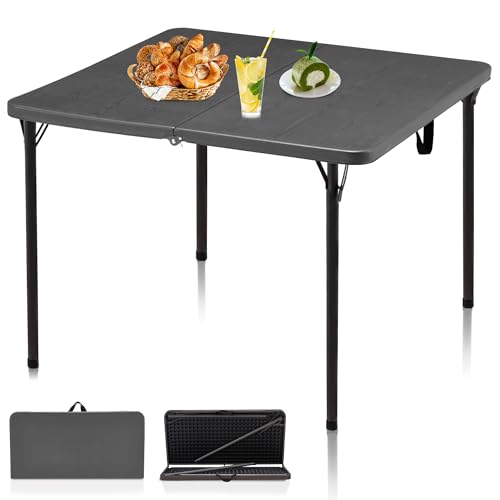 Kasunpul 34" Folding Table, Portable Square Folding Card Table with Collapsible Legs & Carrying Handle, Plastic Tables for...