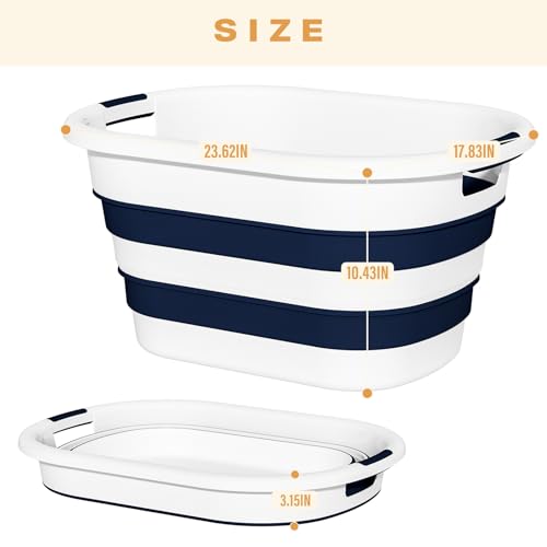 43L(11.5Gallon) Collapsible Laundry Baskets plastic, Pop Up Laundry hamper/Storage Container, Foldable Laundry Basket with...