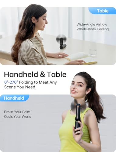 JISULIFE Handheld Fan with 4500 mAh Powerbank Max 37 Hours Runtime, Pocket Portable Battery Operated or USB Powered Foldin...
