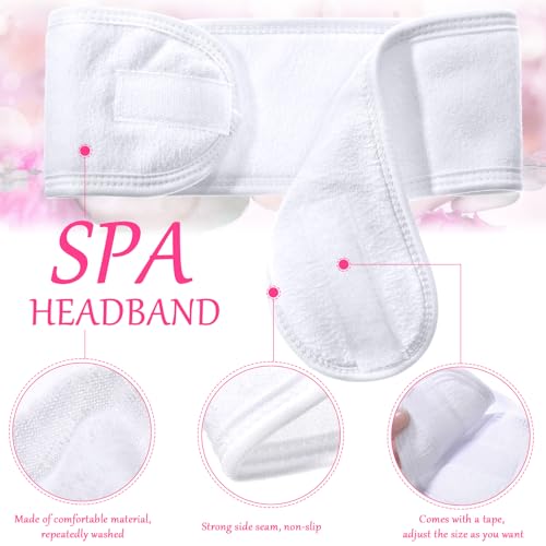 Hoteam 30 Pack Spa Headband Facial Esthetician Hair Wrap for Women Adjustable Makeup Sports Shower Stretch Towel with Tap...
