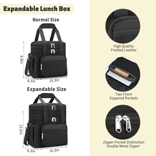 holuxer Insulated Lunch Bag & Lunch Box for Men - Double Deck Reusable Lunch Bag for Women Tote Cooler Bag Leakproof Soft ...