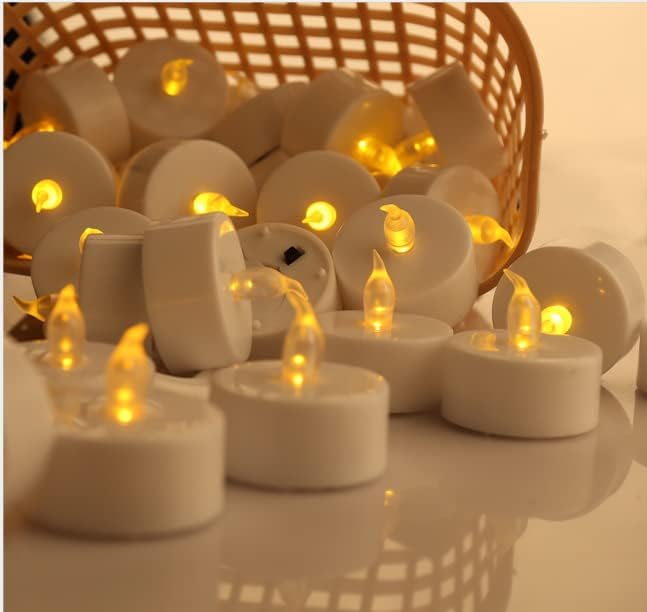 YIWER Tea Lights LED Tea Light Candles 200 Hours Pack of 200 Realistic Flickering Bulb Battery Operated Tea Lights for Seasonal Festival Celebration Electric Fake Candle in Warm Yellow(2 * 100)