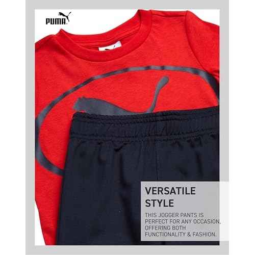 PUMA Toddler Boys Joggers Set - 2 Piece Short Sleeve TShirts and Active Fleece Joggers for Boys Athletic Set (18M-5T)