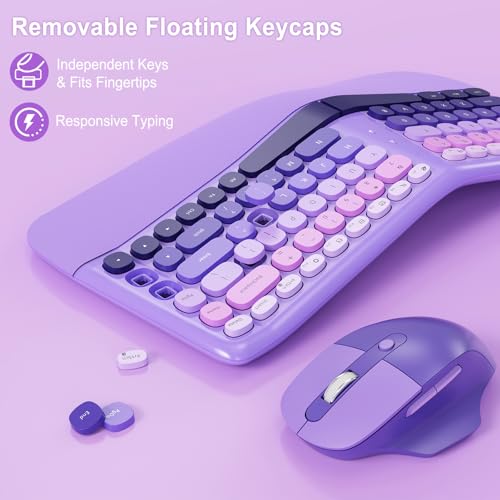 Ergonomic Wireless Keyboard and Mouse, Mechanical Gaming Set with Wrist Rest & OTG & Brush Ideal for Windows PC, Home, Off...