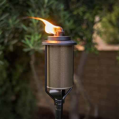 TIKI Easy Install 4-Pack Simply Metal Torches ? Bronze Decorative Outdoor Lighting for Patio, Lawn, Backyard & Garden | 65" | Weather-Resistant | Includes Long-Lasting Wick & Snuffer