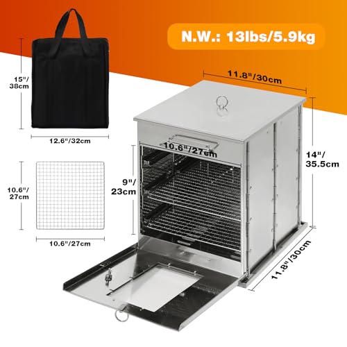 Lineslife Foldable Camping Oven with 2 Tier Grill, Portable 304 Stainless Steel Camping Stove with Thermometer for Use wit...
