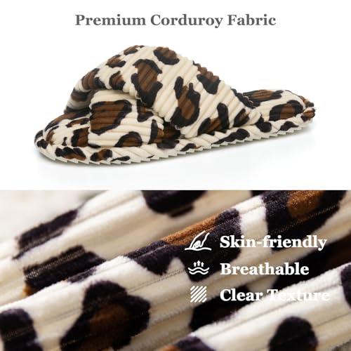 GOEWY Slippers for Women Memory Foam House Bedroom Corduroy Crossbands Open Toe Slides Sandals Shoes Comfy Trendy Gift for...