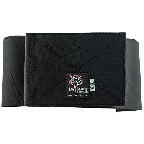 DeSantis Belly Band Gun Holster for Men and Women - Elastic Holster for Concealed Carry, Ambidextrous, Compatible with Most Small Frame Concealable Handguns - Black, Large (Fits Waist Size 36-42)