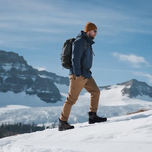 CC-Los Men's Snow Boots | Winter Waterproof Hiking Boot | Segmented Insulation Warm Fur Lined | Black Size 7-13
