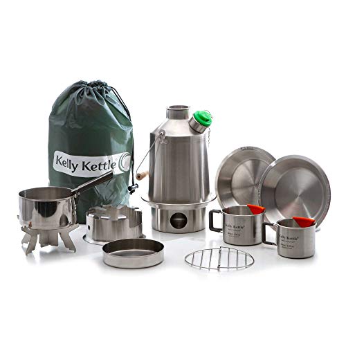 Kelly Kettle® Ultimate 'Scout' Kit VALUE DEAL | 41oz Steel Camp Kettle, Cook Set, Hobo Stove, Cups, Plates, Base Support |...