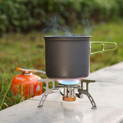 WADEO Camping Gas Stove, 3700W Portable Backpacking Stove with Piezo Ignition, Portable Burner, Camping Stove Adapter and ...