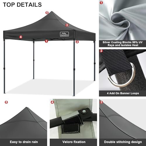 KAMPKEEPER Canopy Replacement Top Cover Roof for 10x10 Peak Pole Straight Leg Canopy Tent,PU-Coated 500D Polyester UV Wate...