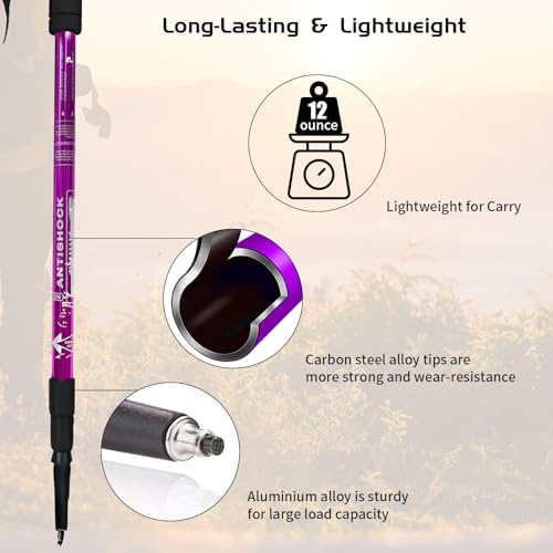 HIKERBRO Trekking Poles, Adjustable Telescopic 3-Section Hiking Poles, Lightweight Aluminum Trekking Poles for Hiking, Bac...